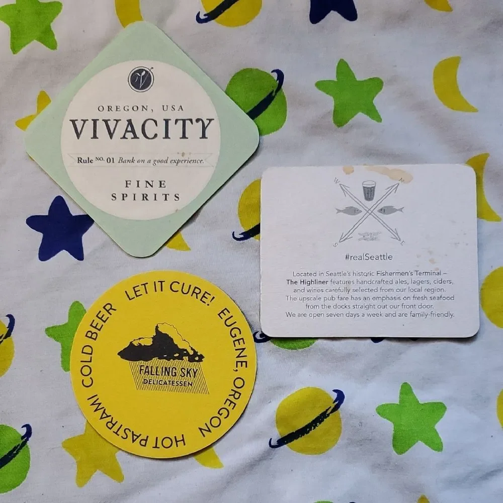 3 Vintage Bar Coasters Double Sided